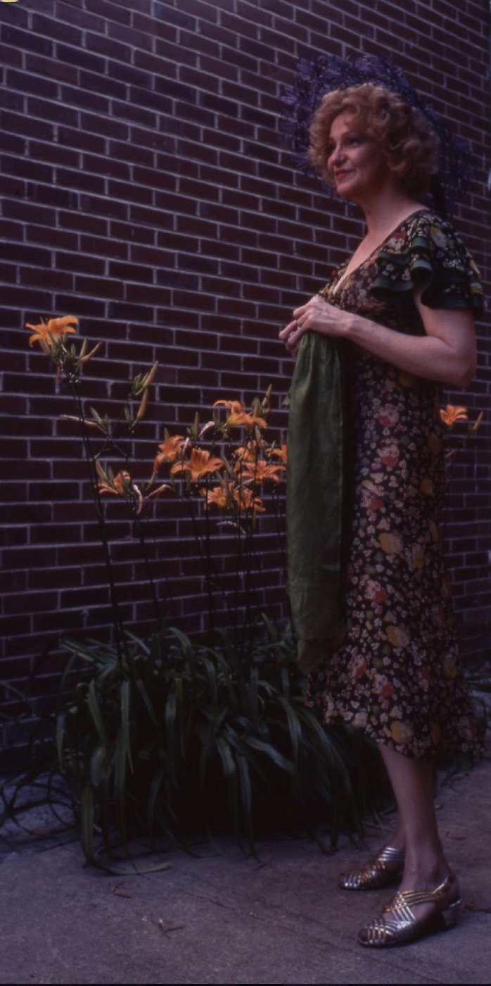 Geraldine Page in costume by a brick wall, A Streetcar Named Desire